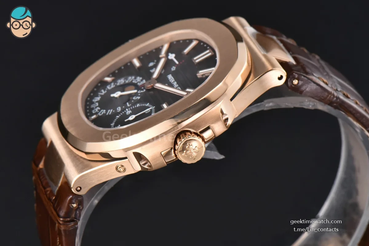 Nautilus 5712/R 40mm PPF RG Brown Dial Brown Leather Strap A240 Super Clone V2