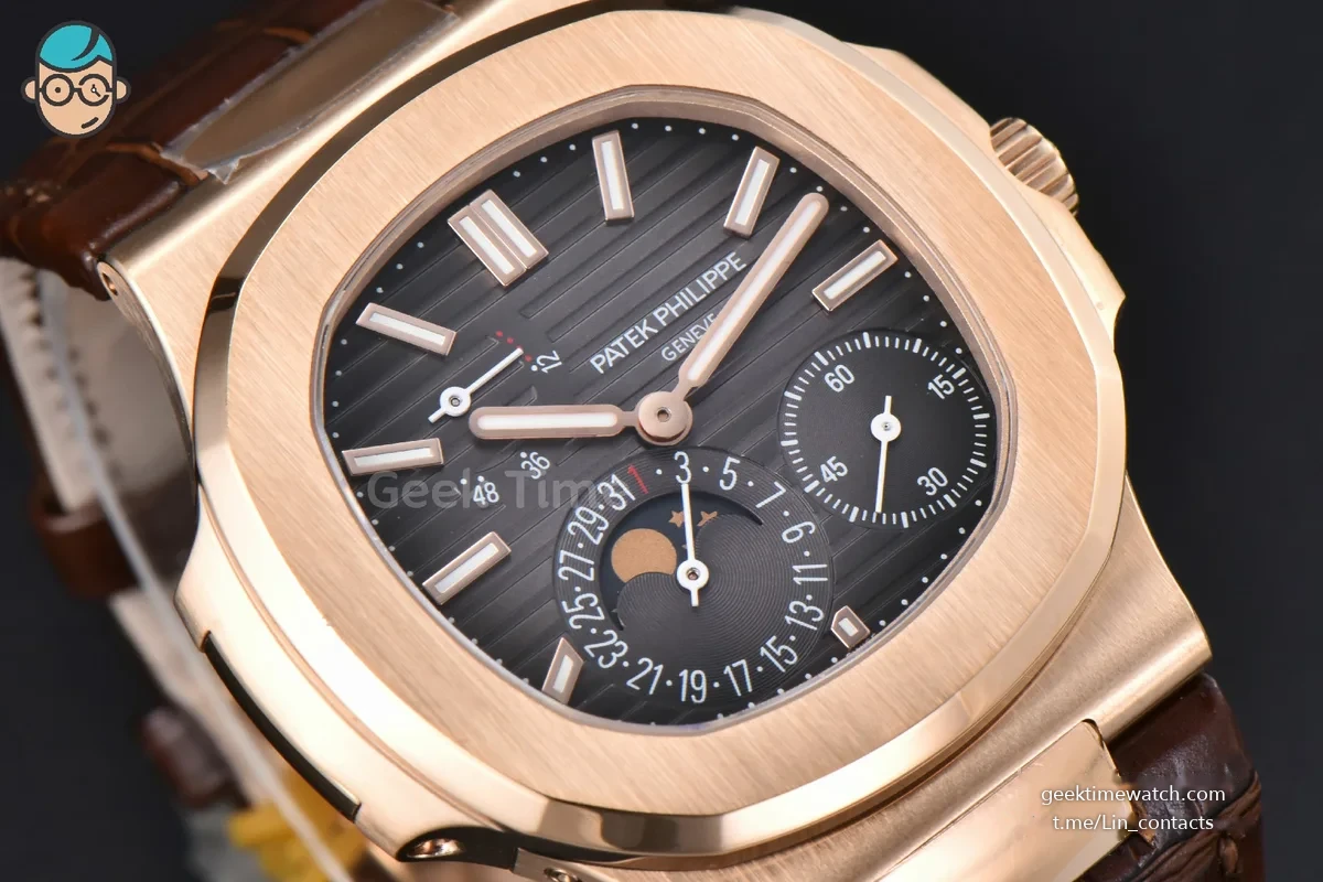 Nautilus 5712/R 40mm PPF RG Brown Dial Brown Leather Strap A240 Super Clone V2