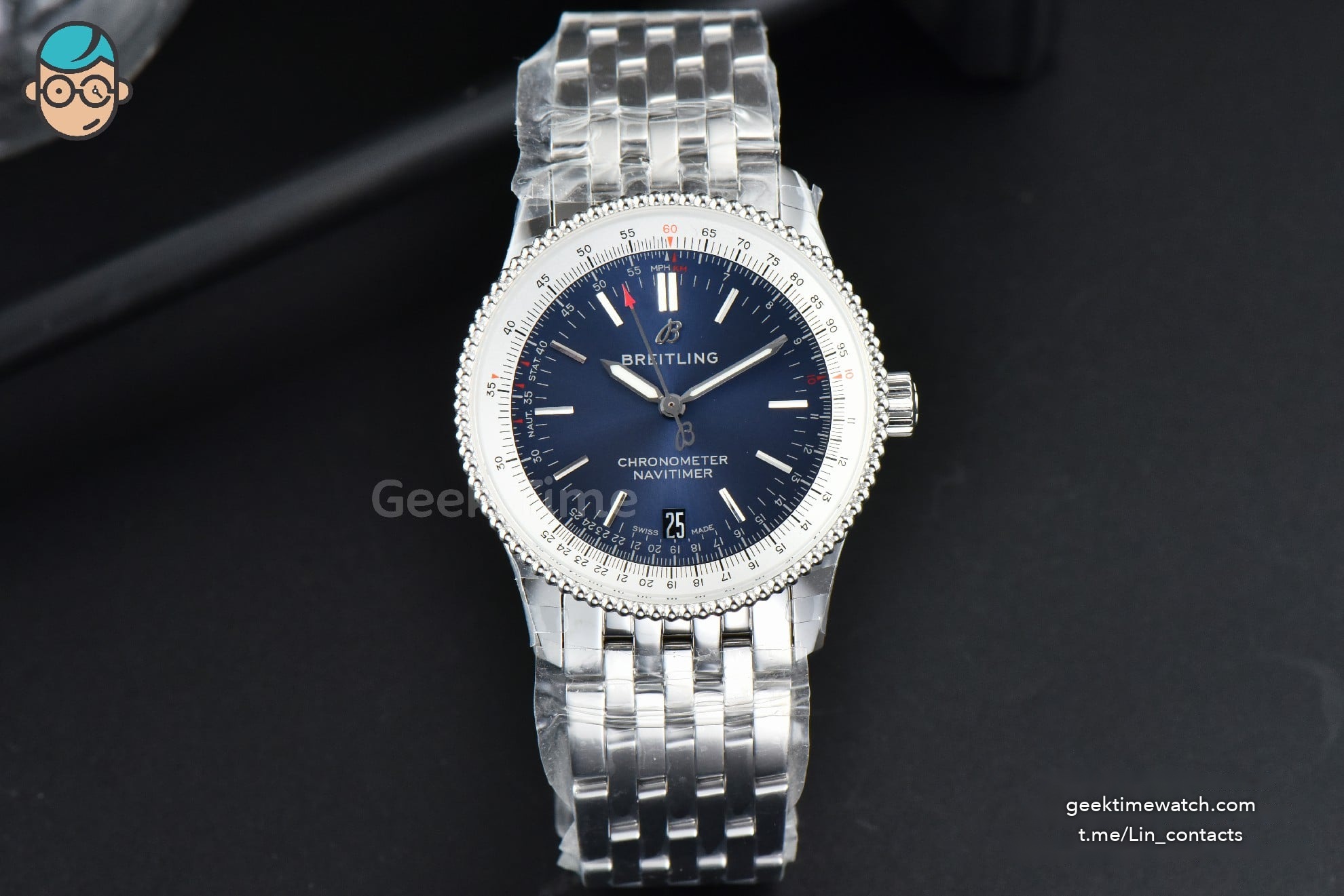 Navitimer 1 38MM KORF Blue/White Dial SS Bracelet 2824