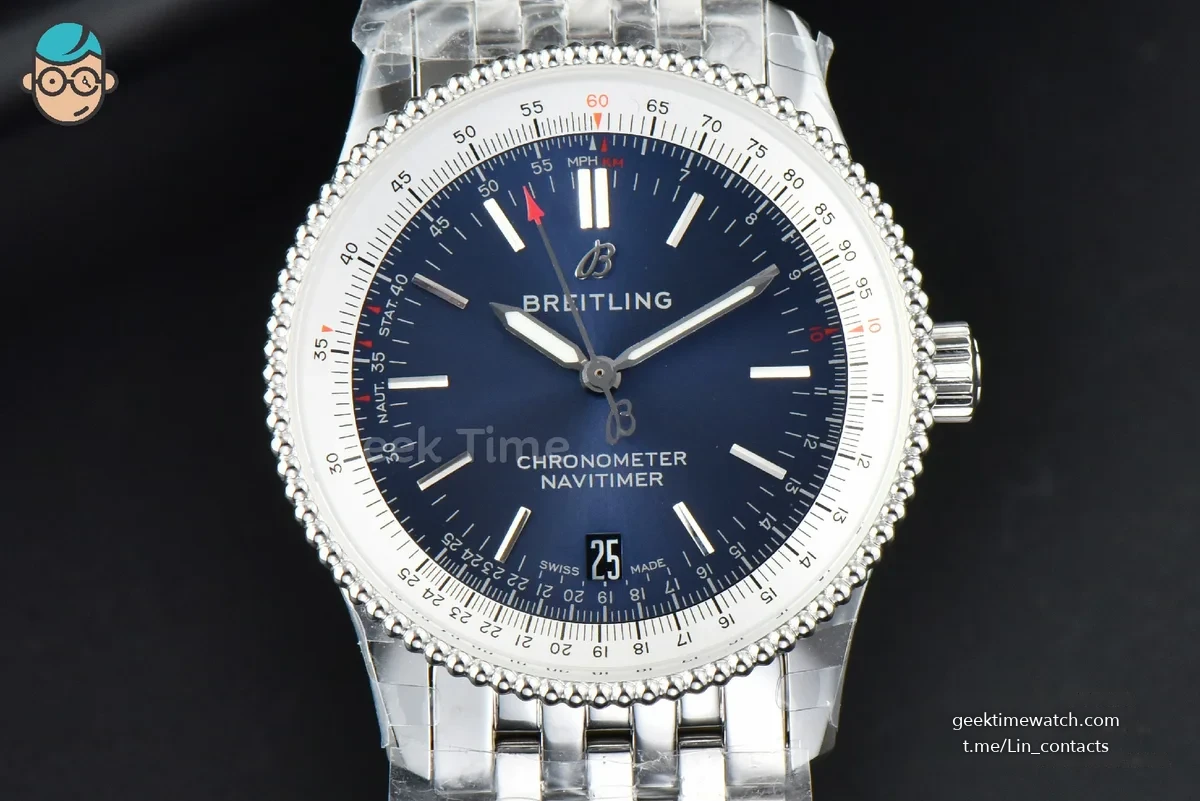 Navitimer 1 38MM KORF Blue/White Dial SS Bracelet 2824