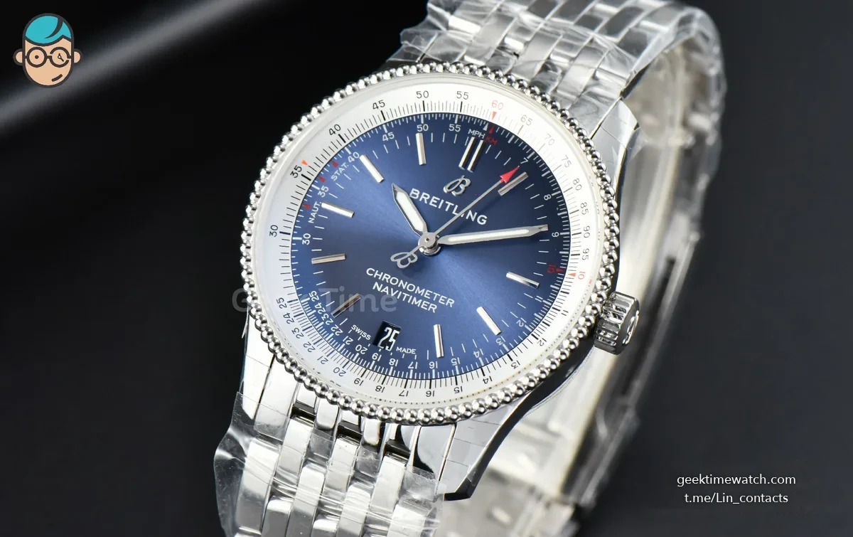 Navitimer 1 38MM KORF Blue/White Dial SS Bracelet 2824