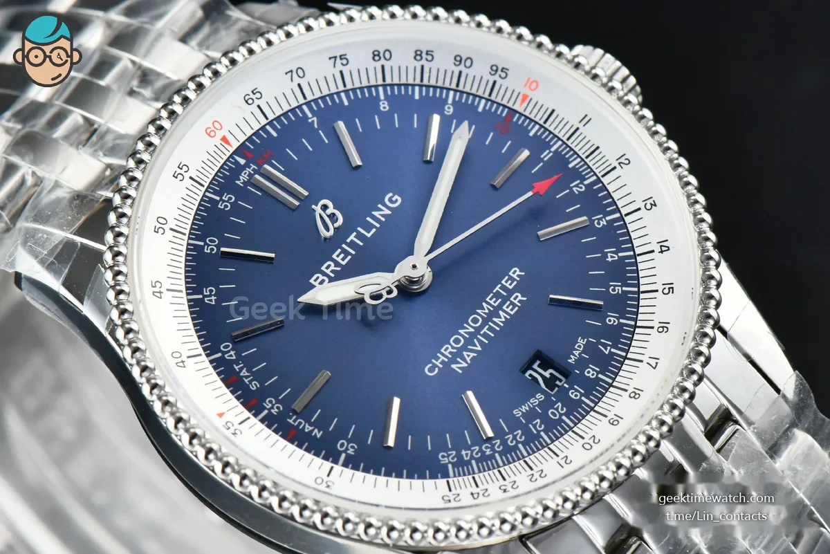 Navitimer 1 38MM KORF Blue/White Dial SS Bracelet 2824