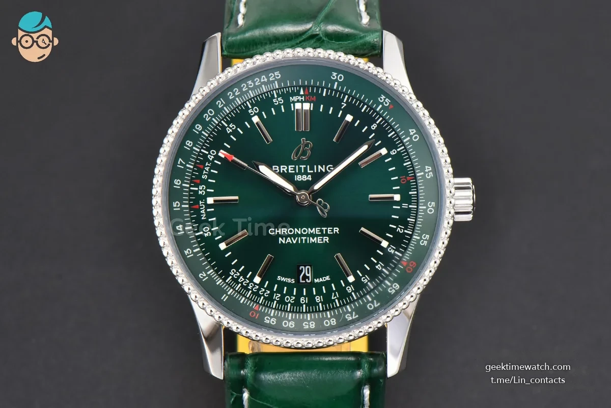 Navitimer 41mm TF Green Dial Green Leather Strap 2824