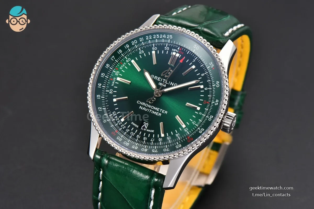 Navitimer 41mm TF Green Dial Green Leather Strap 2824