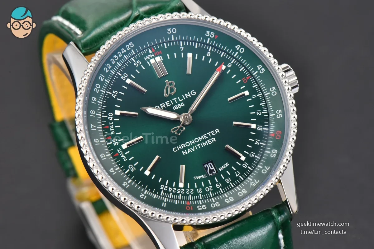 Navitimer 41mm TF Green Dial Green Leather Strap 2824