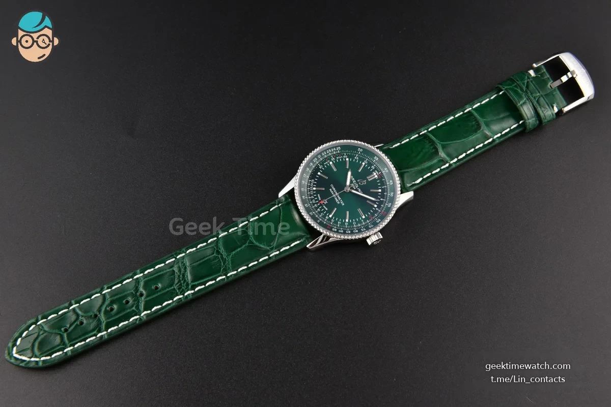 Navitimer 41mm TF Green Dial Green Leather Strap 2824