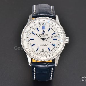 Navitimer 41mm TF White Dial Black Leather Strap 2824
