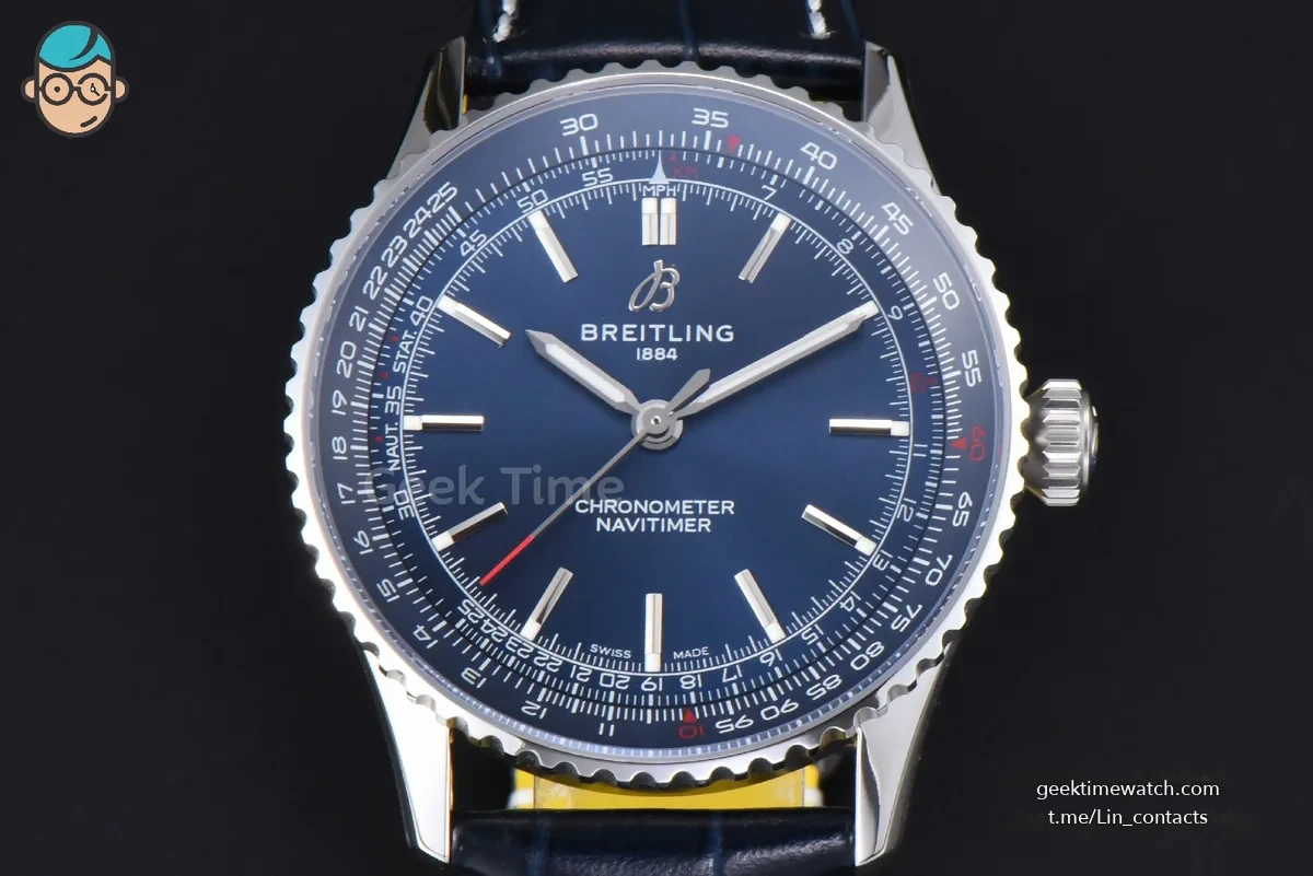 Navitimer Automatic 41mm SS BLSF Blue Dial on Blue Leather Strap A2824