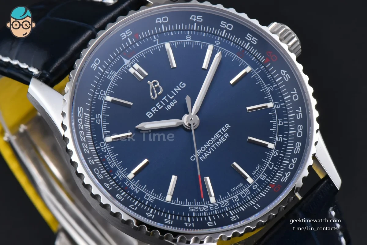 Navitimer Automatic 41mm SS BLSF Blue Dial on Blue Leather Strap A2824