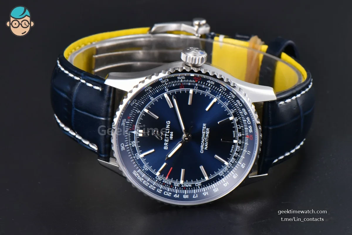 Navitimer Automatic 41mm SS BLSF Blue Dial on Blue Leather Strap A2824