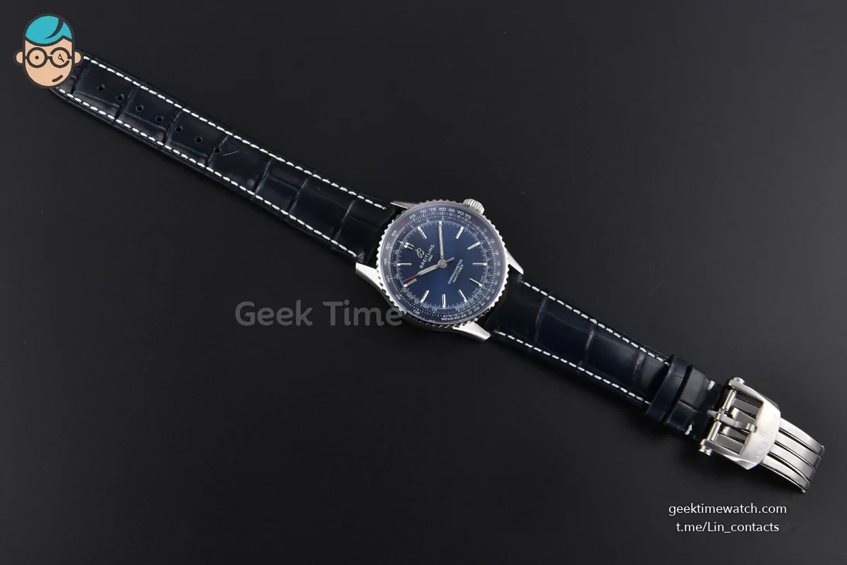 Navitimer Automatic 41mm SS BLSF Blue Dial on Blue Leather Strap A2824