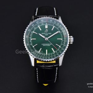 Navitimer Automatic 41mm SS BLSF Green Dial on Black Leather Strap A2824