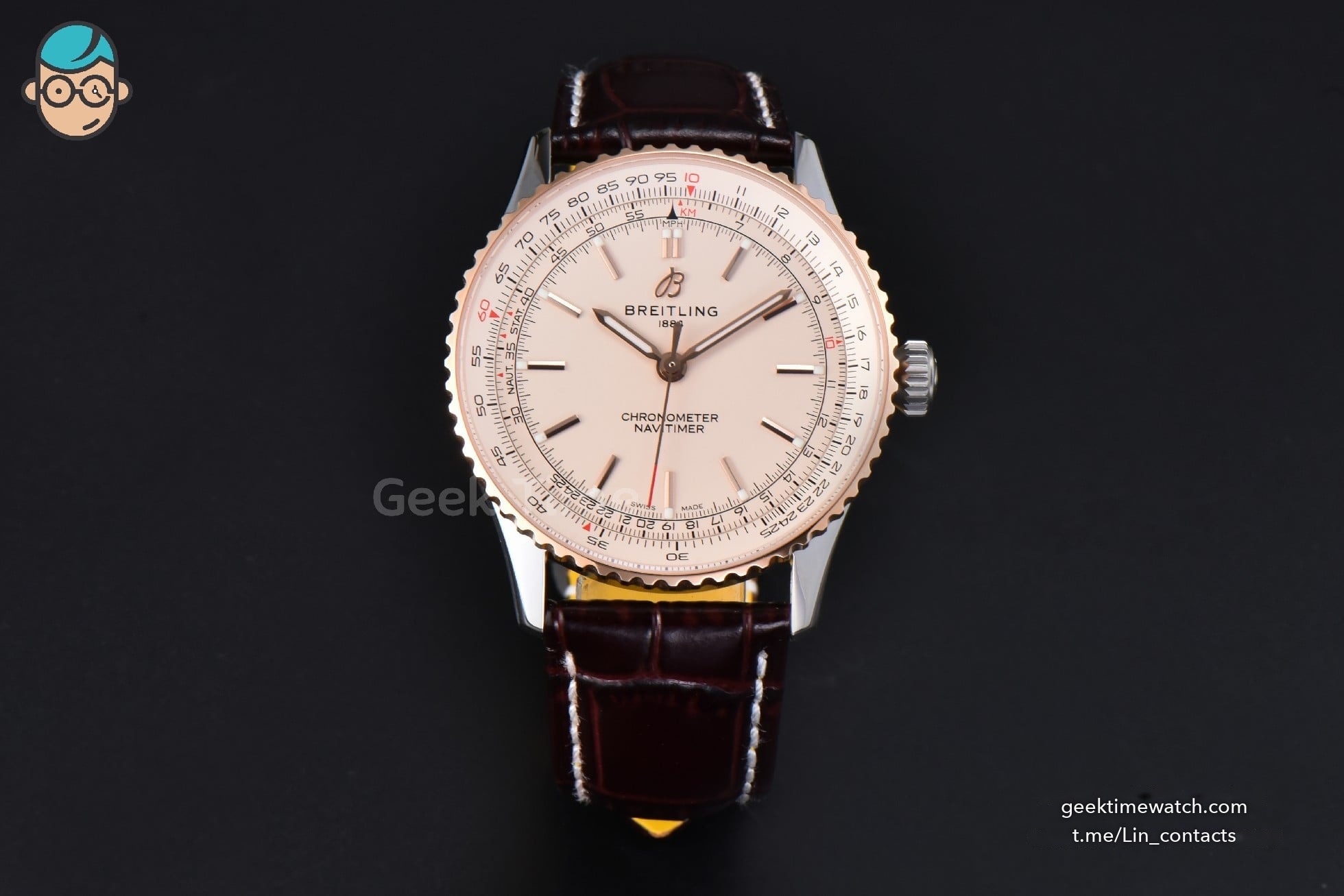 Navitimer Automatic 41mm SS/RG BLSF Silver Dial on Brown Leather Strap A2824