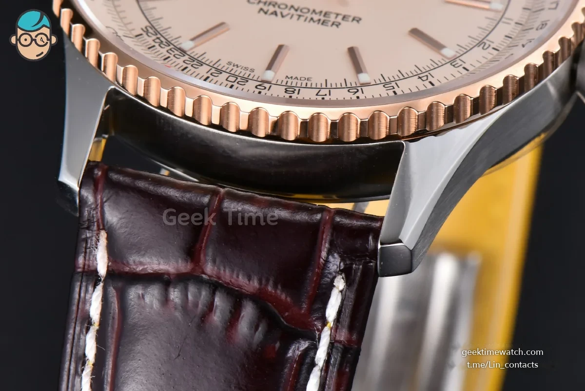 Navitimer Automatic 41mm SS/RG BLSF Silver Dial on Brown Leather Strap A2824