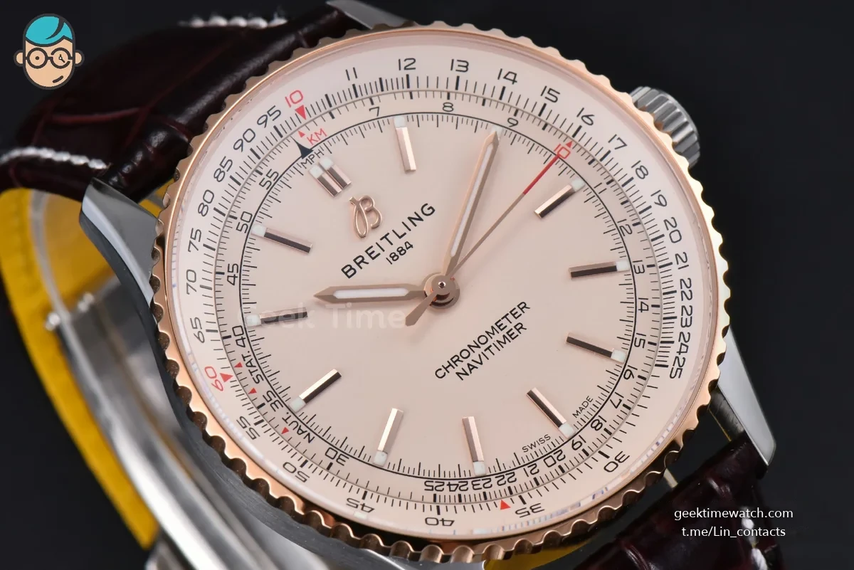 Navitimer Automatic 41mm SS/RG BLSF Silver Dial on Brown Leather Strap A2824