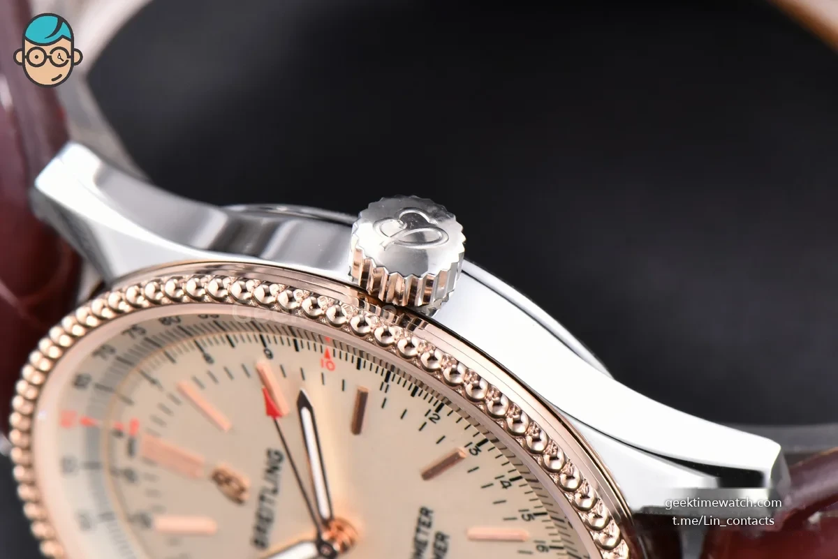 Navitimer TF 38MM RG White Dial White Bezel Brown Leather Strap A2824