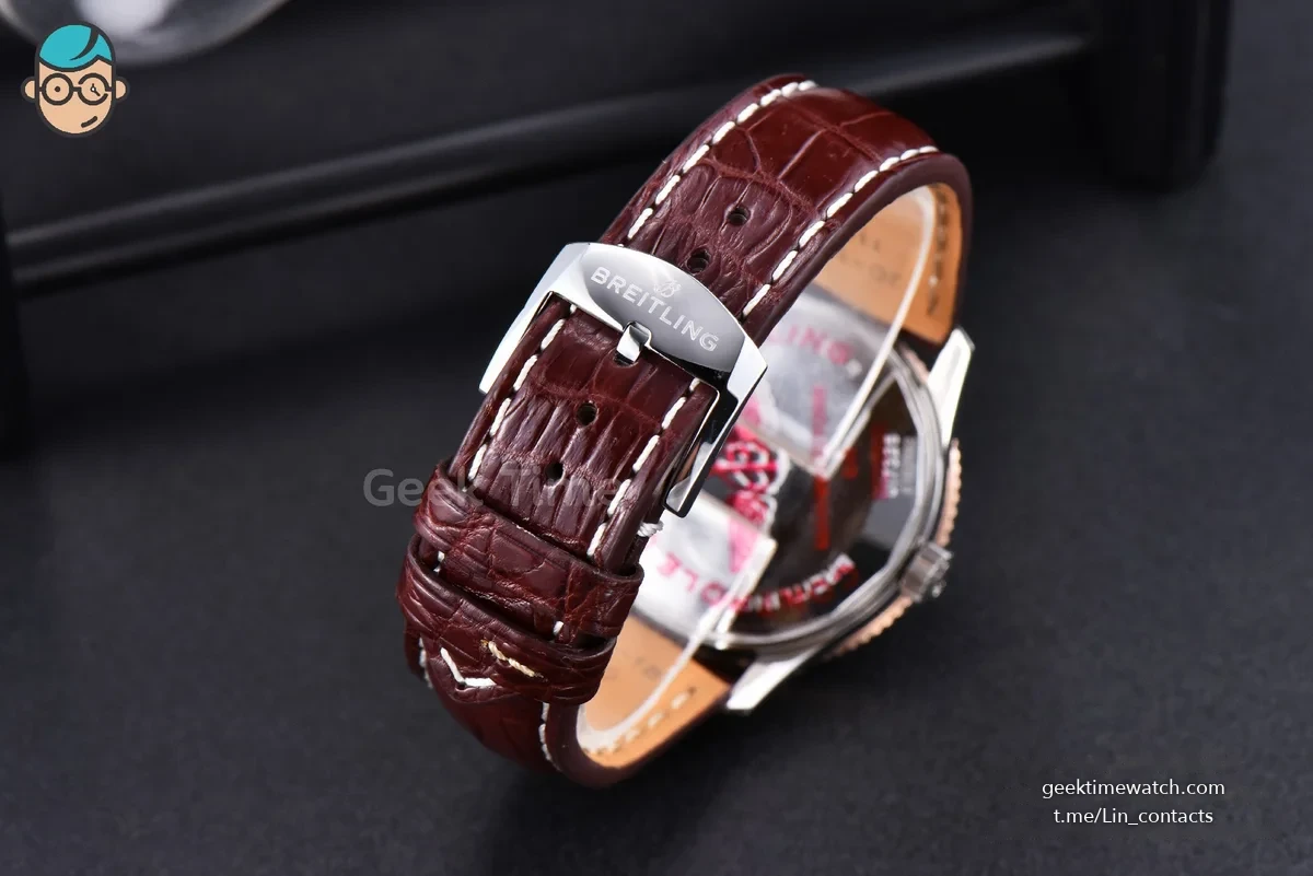 Navitimer TF 38MM RG White Dial White Bezel Brown Leather Strap A2824
