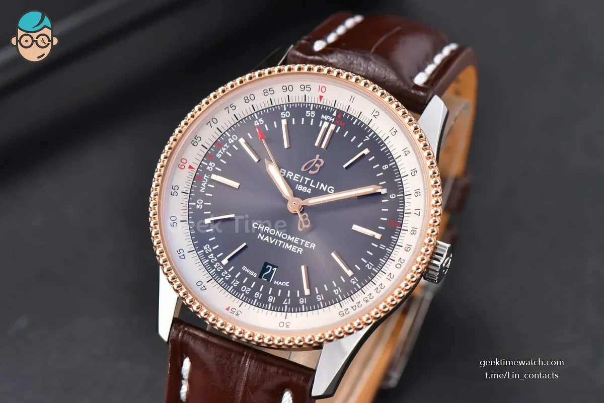 Navitimer V7F 41MM Gray Dial Brown Leather Strap A2824