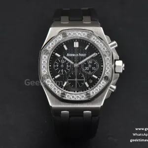 Offshore Ladies 37mm 26231ST RXWF Diamond Black Dial Black Subdial Black Rubber Strap Quartz