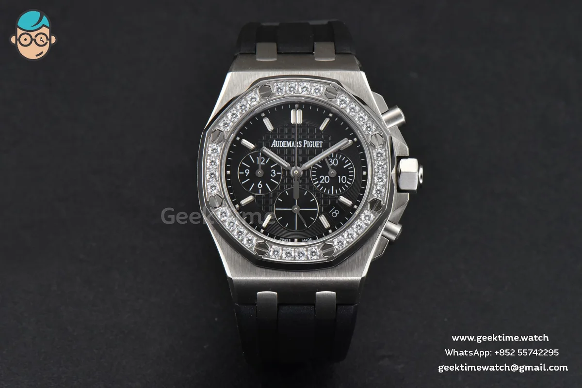 Offshore Ladies 37mm 26231ST RXWF Diamond Black Dial Black Subdial Black Rubber Strap Quartz