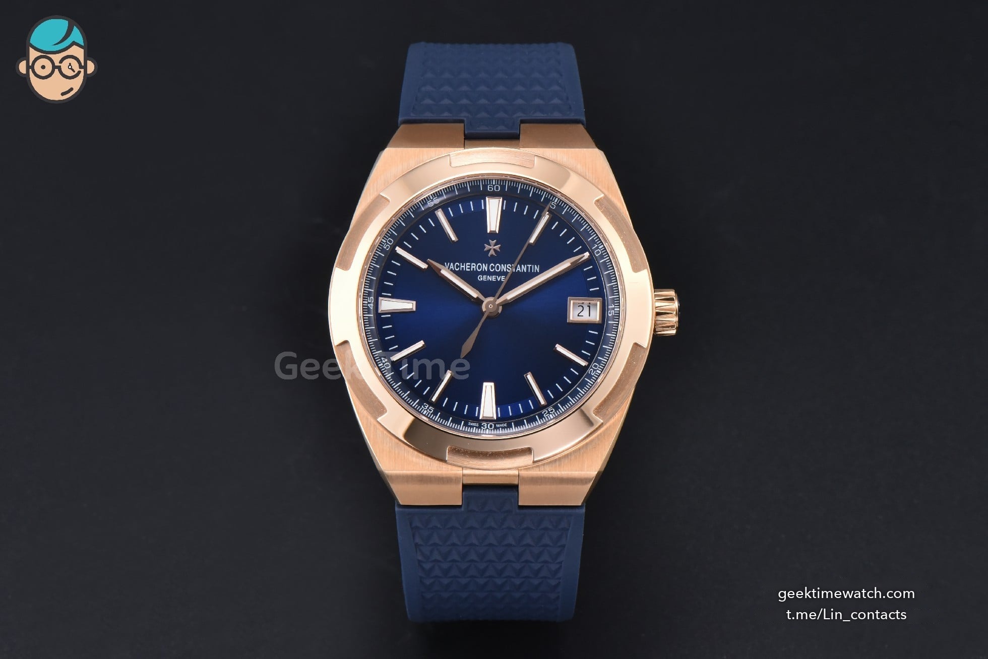 Overseas 4500V 41mm PPF RG Blue Dial Blue Rubber Strap A5100