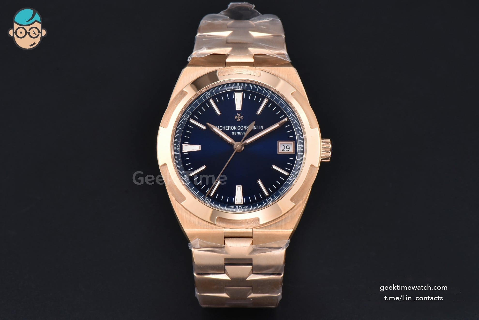 Overseas 4500V 41mm RG ZF Blue Dial RG Bracelet A5100