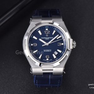 Overseas 47040 MKF 42MM Blue Dial Leather Strap 9015
