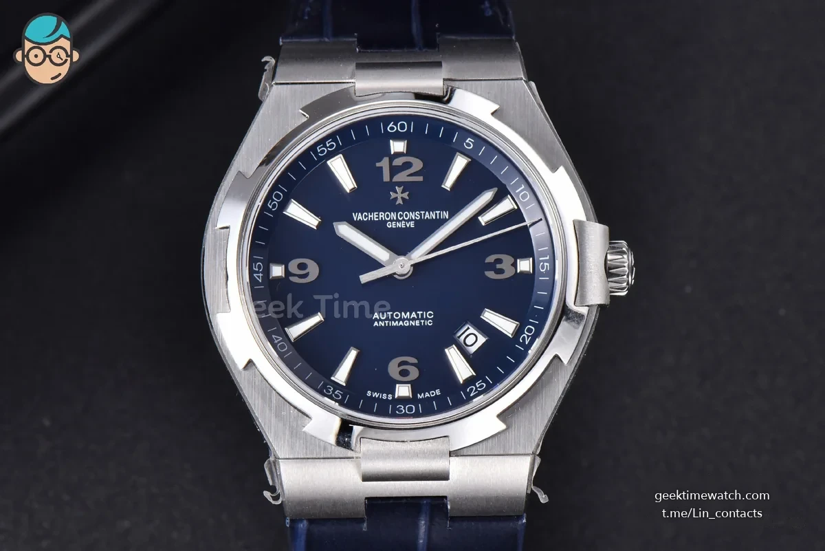 Overseas 47040 MKF 42MM Blue Dial Leather Strap 9015
