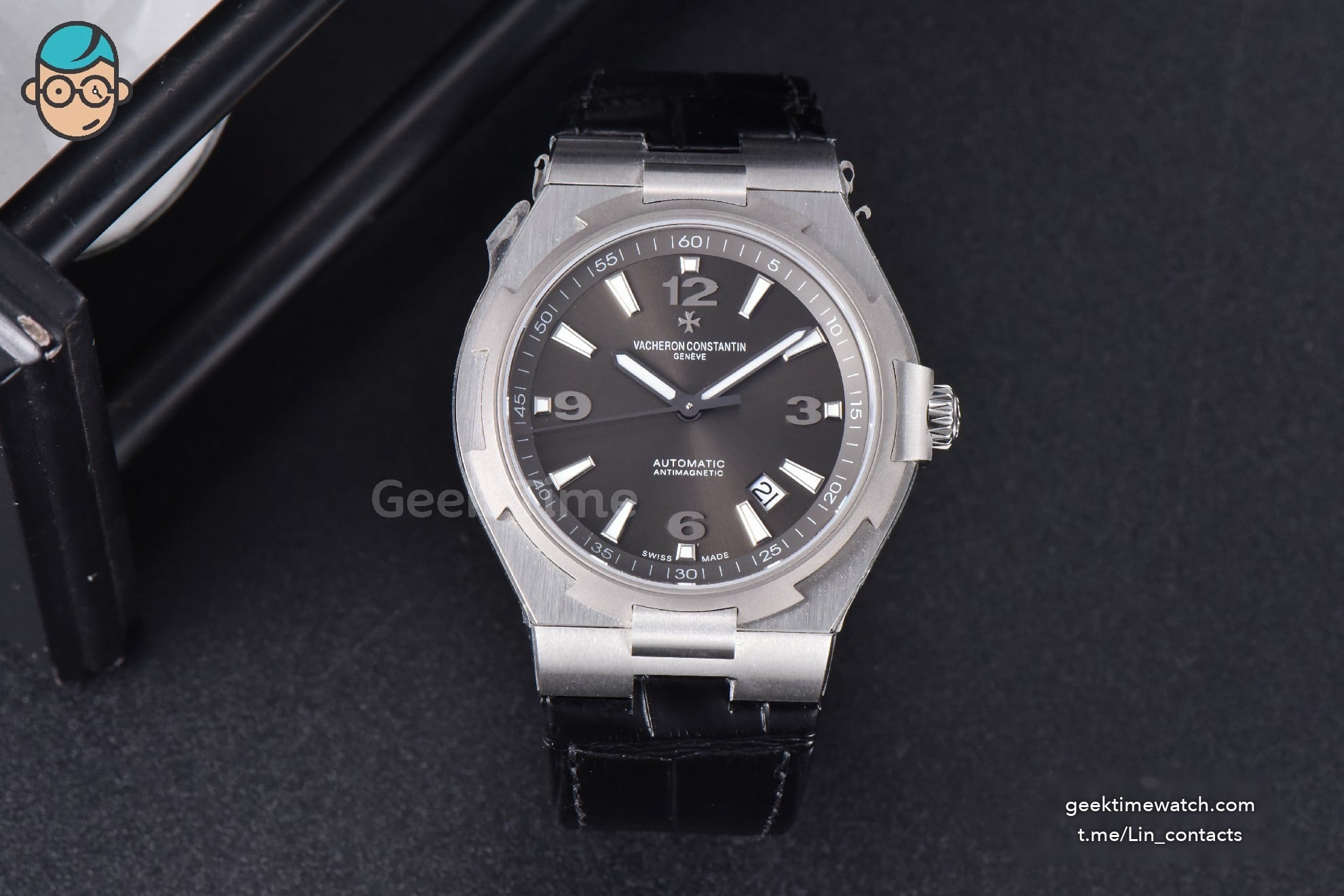 Overseas 47040 MKF 42MM Gray Dial Leather Strap 9015