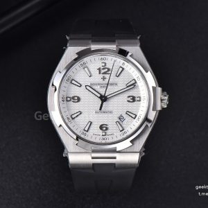 Overseas 47040 MKF 42MM White Textured Dial Rubber Strap 9015