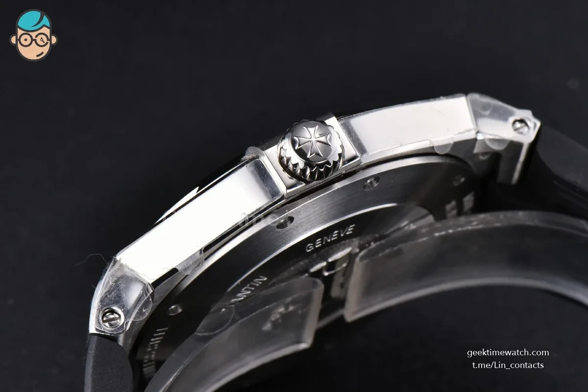 Overseas 47040 MKF 42MM White Textured Dial Rubber Strap 9015