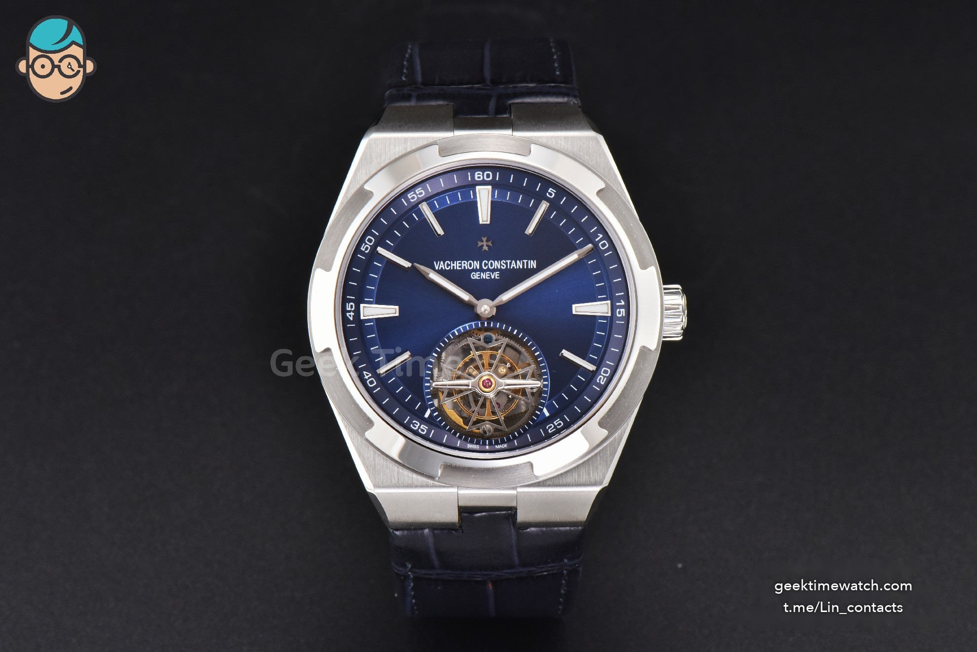Overseas Tourbillon 6000V 42.5mm BBRF Blue Dial Blue Leather Strap Tourb
