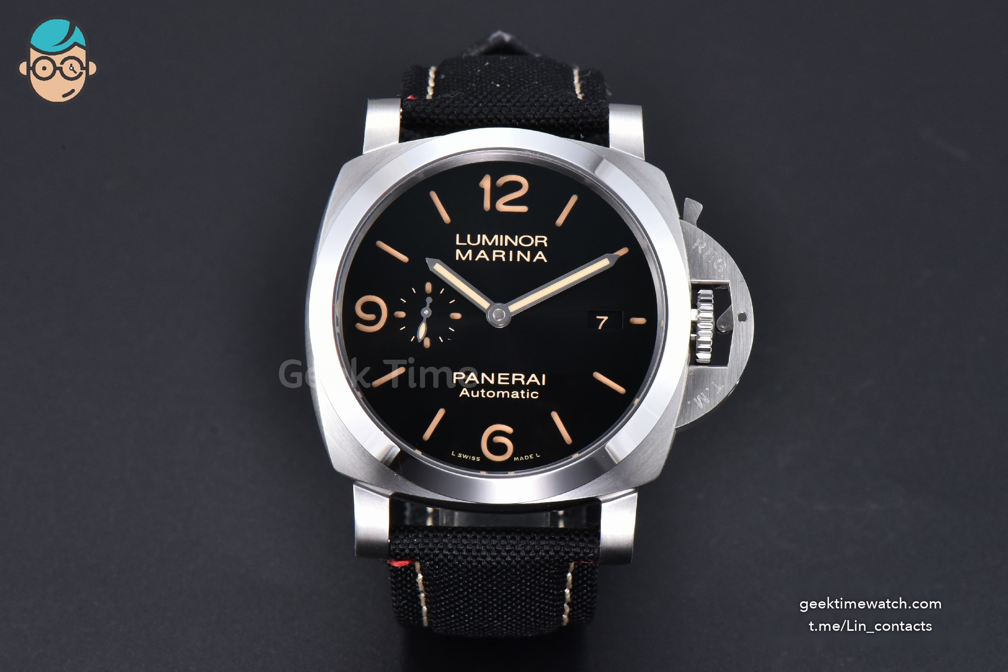 PAM1025 TTF 44MM Black Dial Black Nato Strap P9010