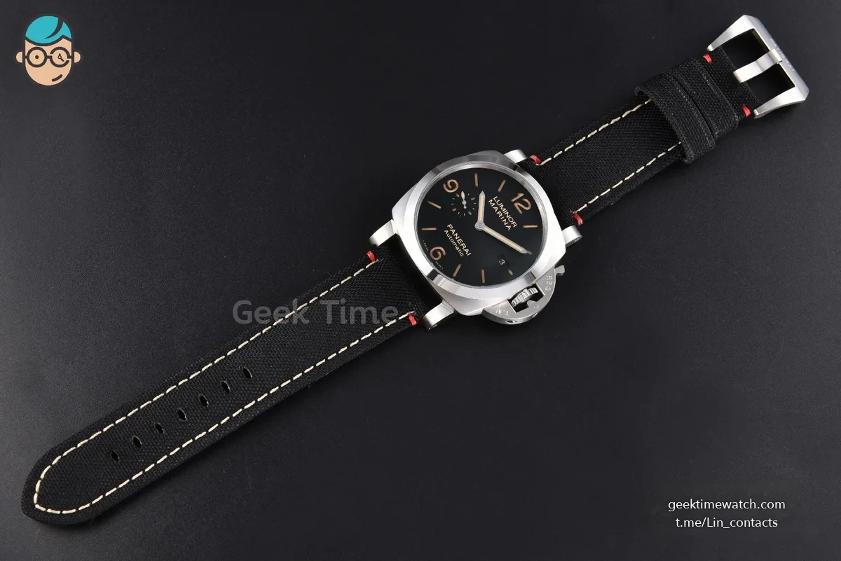 PAM1025 TTF 44MM Black Dial Black Nato Strap P9010