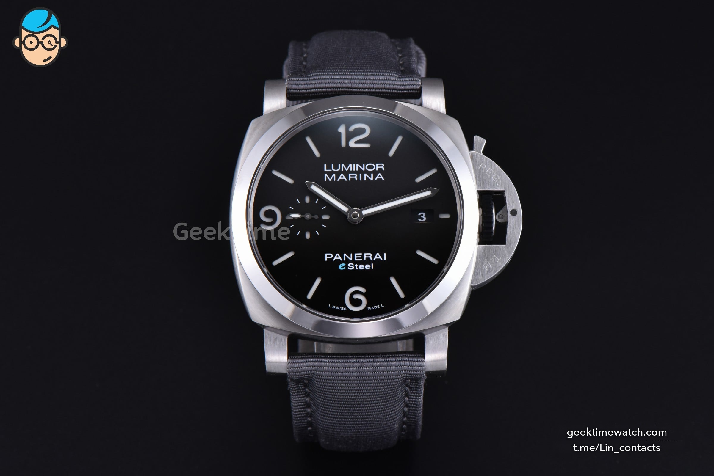 PAM1358 Luminor Marina Grigio Roccia 44mm VSF Black Dial Grey Nylon Strap P9010
