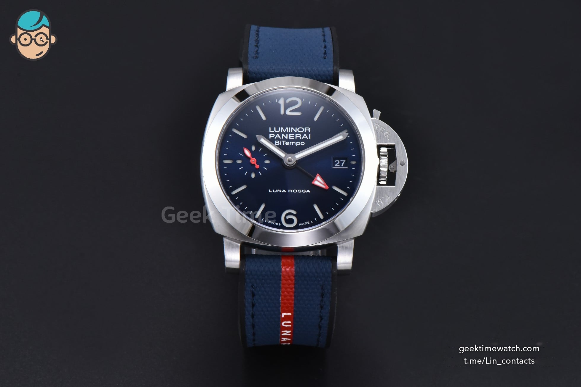 PAM1404 Quaranta BiTempo Luna Rossa 40mm VSF Blue Dial Gummy Strap P900