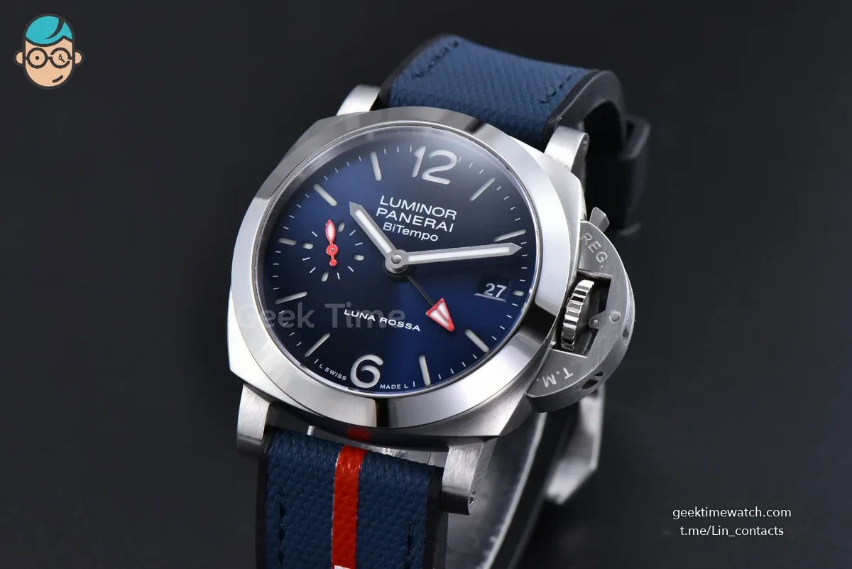 PAM1404 Quaranta BiTempo Luna Rossa 40mm VSF Blue Dial Gummy Strap P900