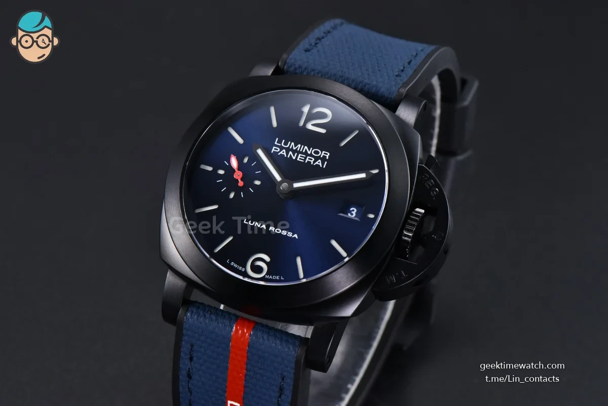 PAM1408 DLC Quaranta BiTempo Luna Rossa 40mm VSF Blue Dial Gummy Strap P900