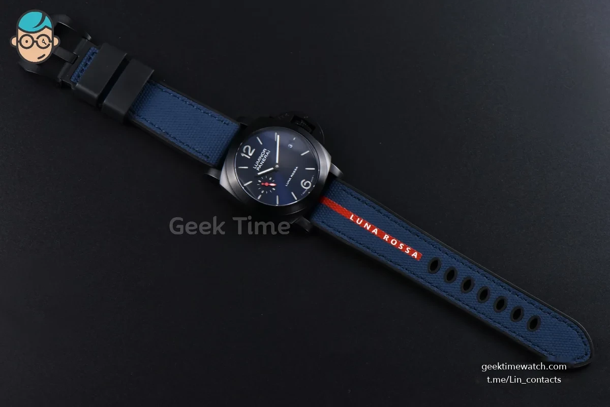 PAM1408 DLC Quaranta BiTempo Luna Rossa 40mm VSF Blue Dial Gummy Strap P900