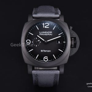 PAM1467 Luminor BiTempo Titanium DLC 44mm VSF Black Dial Gray Nylon Strap P9010