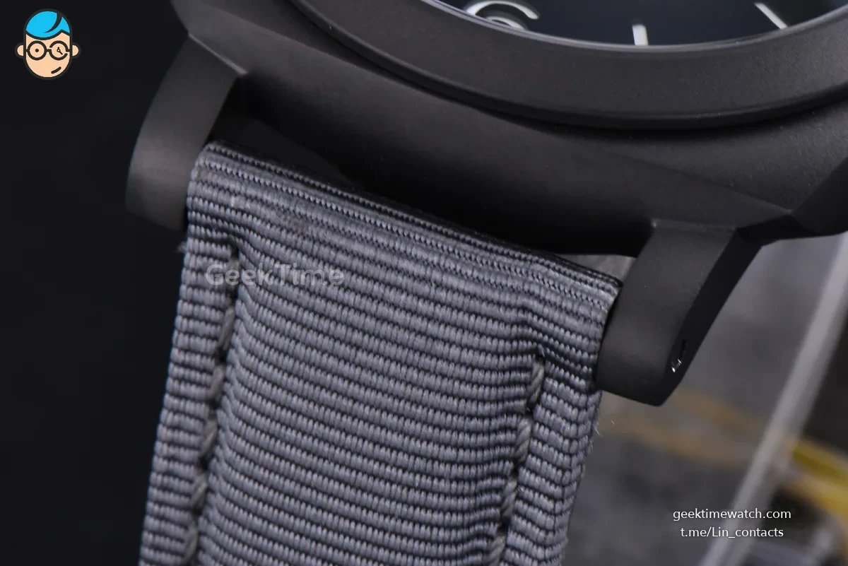 PAM1467 Luminor BiTempo Titanium DLC 44mm VSF Black Dial Gray Nylon Strap P9010