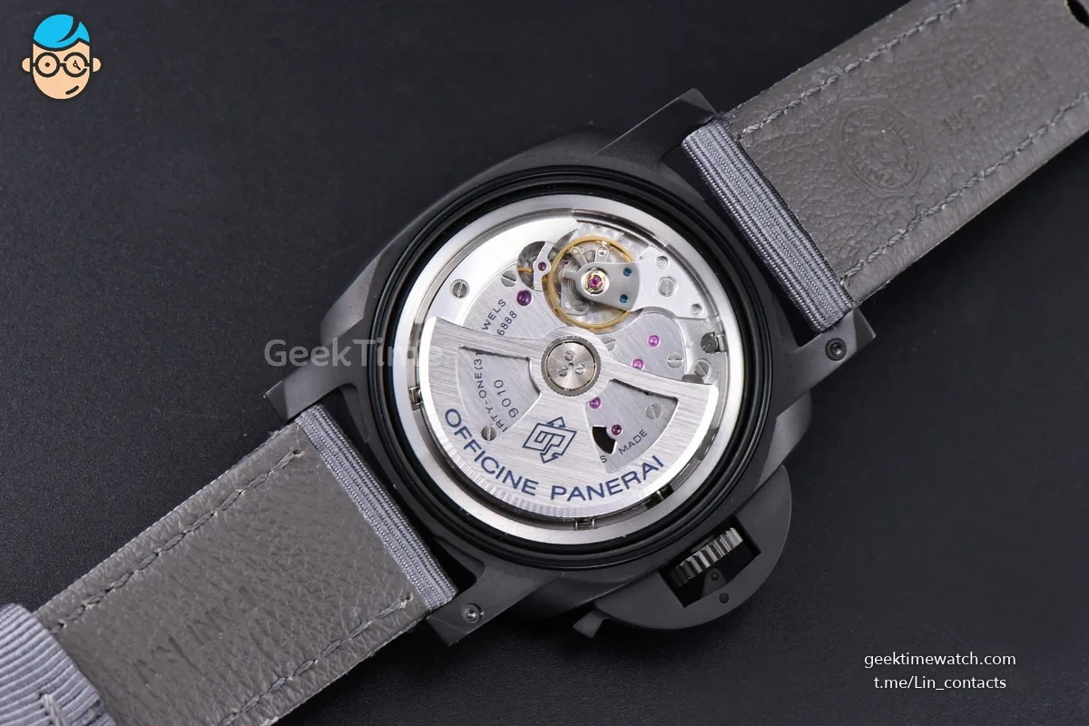 PAM1467 Luminor BiTempo Titanium DLC 44mm VSF Black Dial Gray Nylon Strap P9010