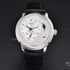 Panomatic Lunar 40mm APSF White Dial Black Leather Strap A23J