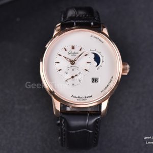 PanoMatic Lunar TZF RG 40MM White Dial Black Leather Strap A23J