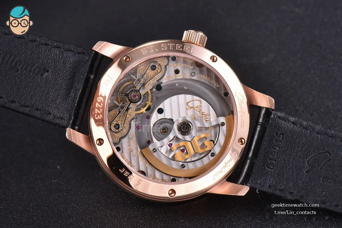 PanoMatic Lunar TZF RG 40MM White Dial Black Leather Strap A23J