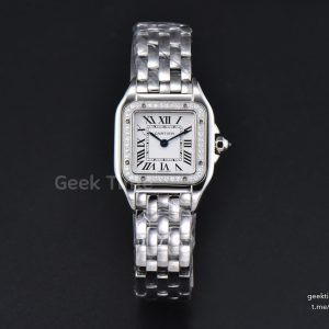 Panthère 22mm AF SS Diamond Bezel White Dial SS Bracelet Ronda Quartz