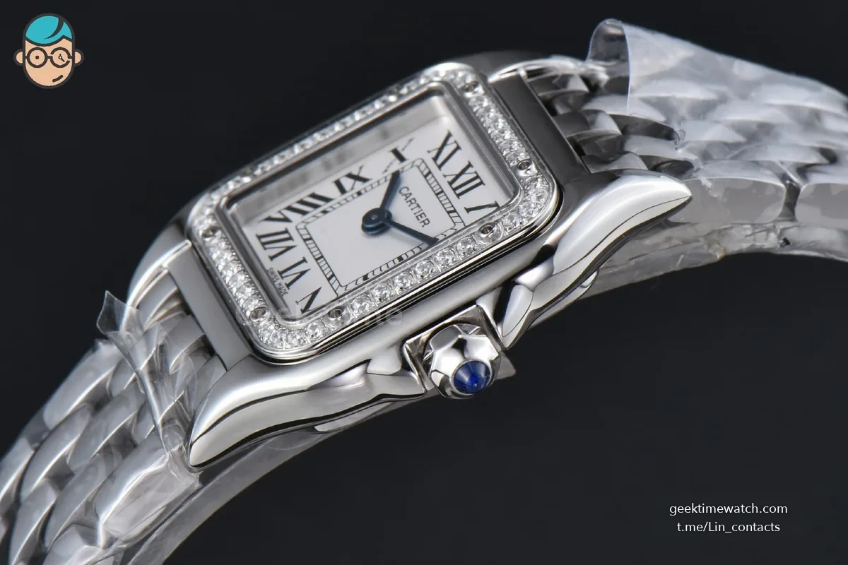 Panthère 22mm AF SS Diamond Bezel White Dial SS Bracelet Ronda Quartz
