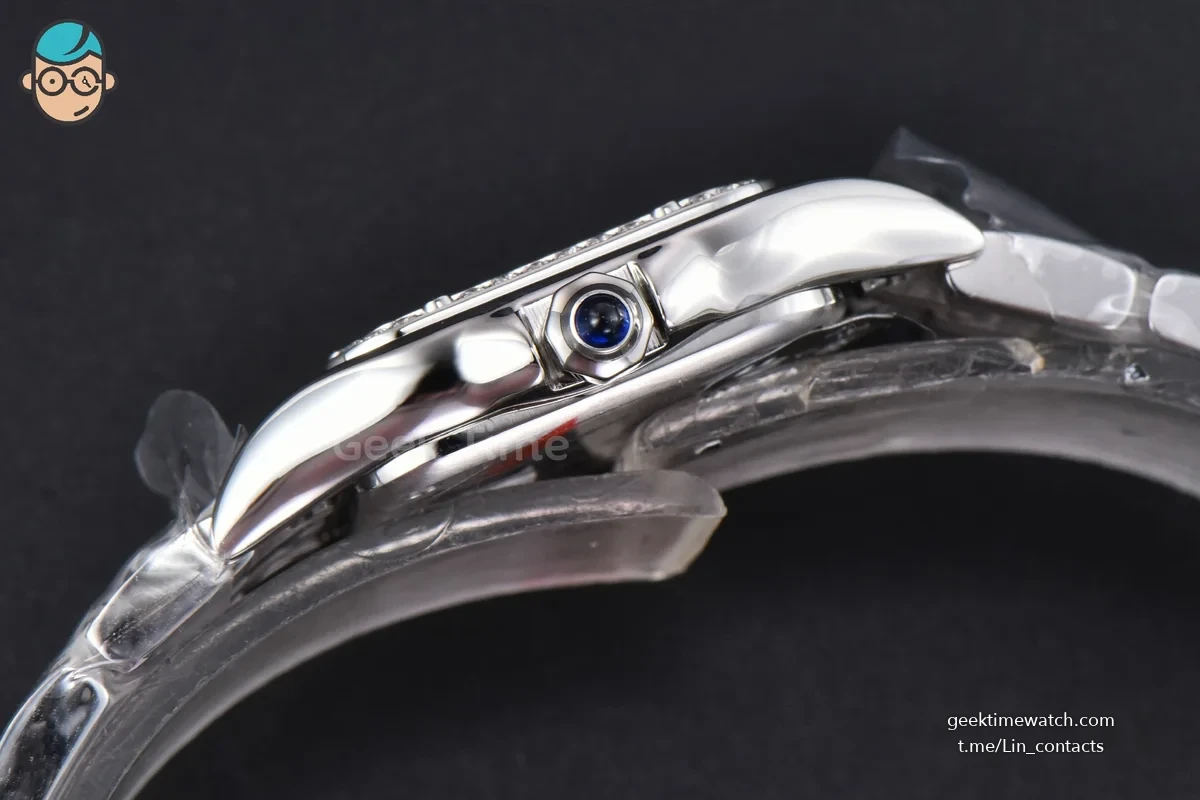 Panthère 22mm AF SS Diamond Bezel White Dial SS Bracelet Ronda Quartz