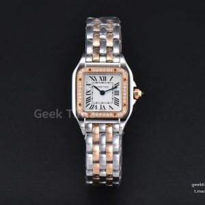 Panthère 22mm AF SS/RG Diamond Bezel White Dial  SS/RG Bracelet Ronda Quartz