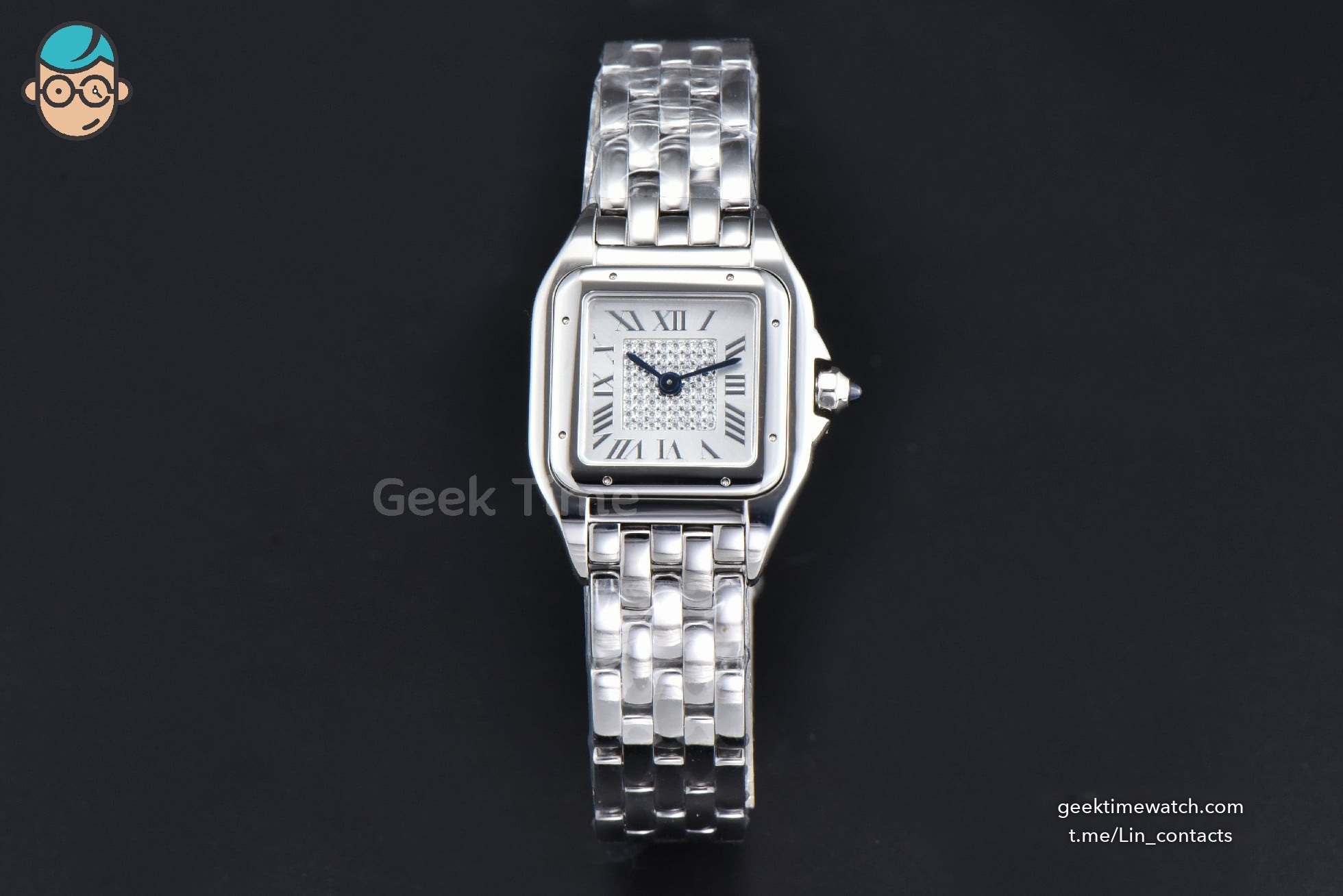 Panthère 22mm AF SS White Diamond Dial on SS Bracelet Ronda Quartz